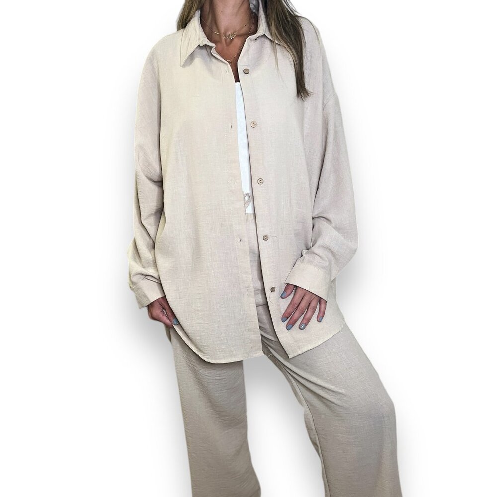 Chloe Linen Set in Beige